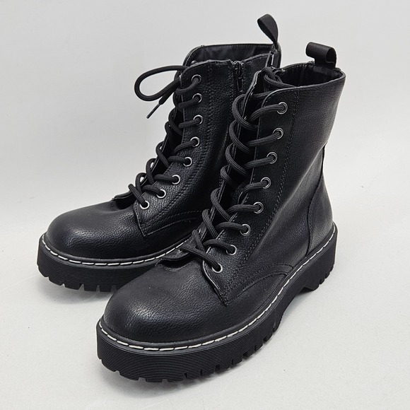 Sincerely Jules Shoes - Sincerely Jules Hayden Black Combat Boots Platform Lug Sole Lace Up Zipper 7.5M